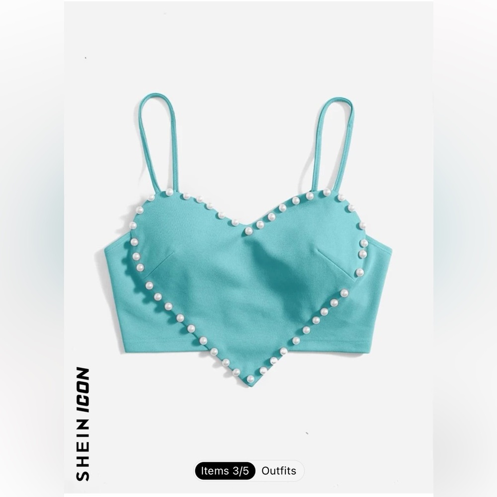 NEVER WORN SHEIN Pearl heart crop $10 size L